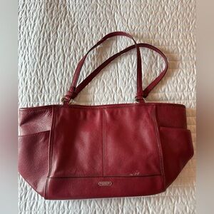 Coach Burgundy Pebbled Leather Tote